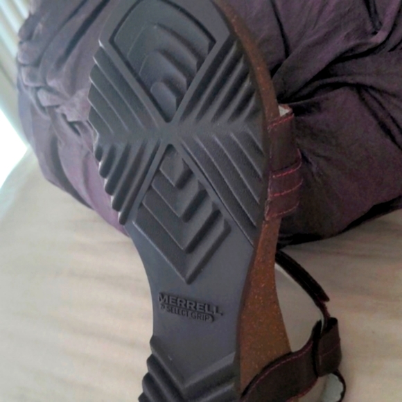 Merrell Leather Sandals Cork Air Cushion Sandals NIB 6M 🍷 Deep purple Wine - Picture 6 of 6